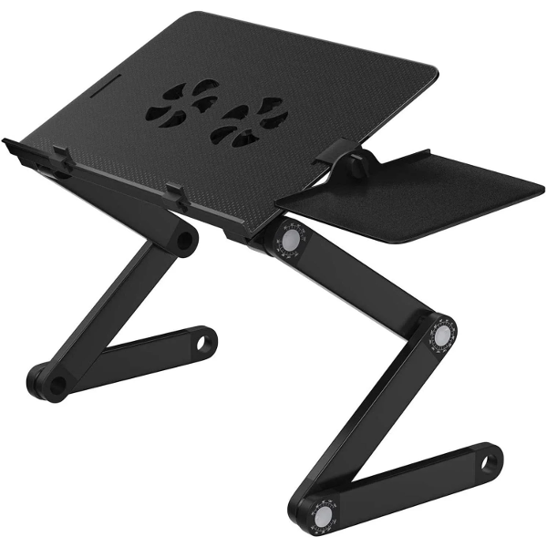 Laptop stand cooling pad with mouse plate