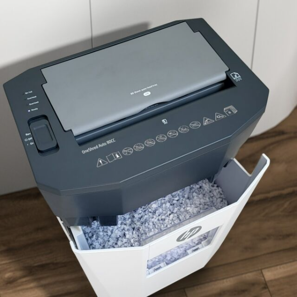 HP OneShred Auto 80cc Cross-Cut Paper Shredder - Image 6