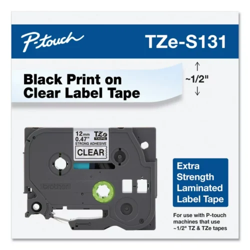 Brother laminated 12mm WZC-s131 black on clear Label Cartridge Compatible