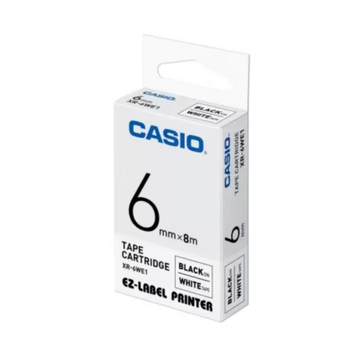Casio 12mm x 8m Black on White Label Tape