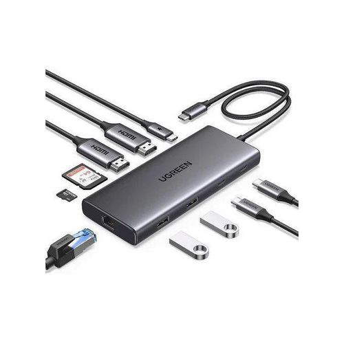 UGREEN CM639 10 -In -1 Docking Station- USB-C to 1*USB 3.0 /2*USB 2.0/ USB-C3.0/ 2*HDMI / RJ45 Gigabit/SD&TF /100W PD port Converter