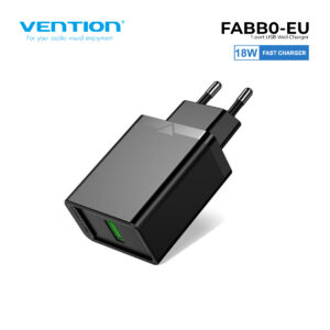 Vention 1-port USB-C Wall Charger(20W) UK- Plug Black- VEN FADB0-UK