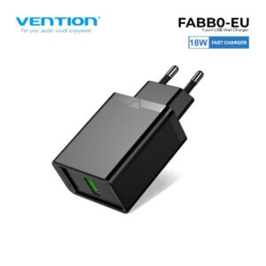 Vention 1-port USB Wall Charger(18W) UK-Plug Black- VEN FABB0-UK