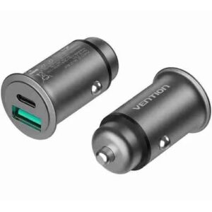 Vention 25W Dual USB Car Charger (PD3.0+QC3.0) Gray Mini Style Aluminium Alloy Type