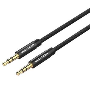 Vention Cotton Braided 3.5mm Male to Male Audio Cable 1.5M Black Metal Type- VEN P350AC150-B-M