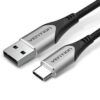 Vention Cotton Braided USB 2.0 A Male to C Male 3A Cable 2M Gray Aluminum Alloy Type