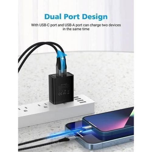 Vention Two-Port USB(A+A) Wall Charger (18W/18W) UK-Plug Black- VEN FBAB0-UK