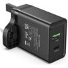 Vention Two-Port USB(A+C) Wall Charger (18W/20W) UK-Plug Black- VEN QC67-UK-B