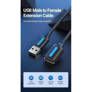 Vention USB 2.0 A Male to A Female Extension Cable 1.5M Black PVC Type- VEN CBIBG