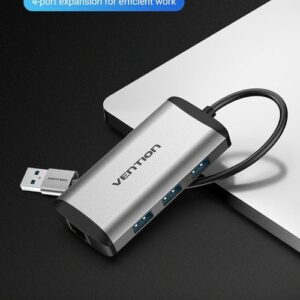Vention USB 3.0 to USB3.0 (3 PORTS) + Gigabit Ethernet Aluminum Alloy Docking Station- VEN CKBHB