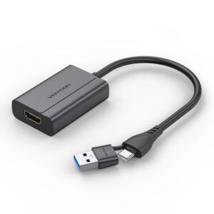 Vention USB-C + USB-A To HDMI Adapter 0.15M Grey Aluminium Alloy Type-VEN ACYHB
