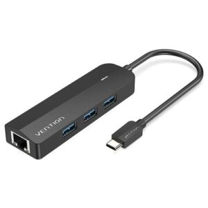 Vention USB-C to USB 3.0*3, RJ45, Micro-B HUB 0.15M Black ABS Type-VEN TGPBB