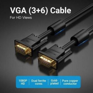Vention VGA(3+6) Male to Male Cable with ferrite cores 3M Black- VEN DAEBI