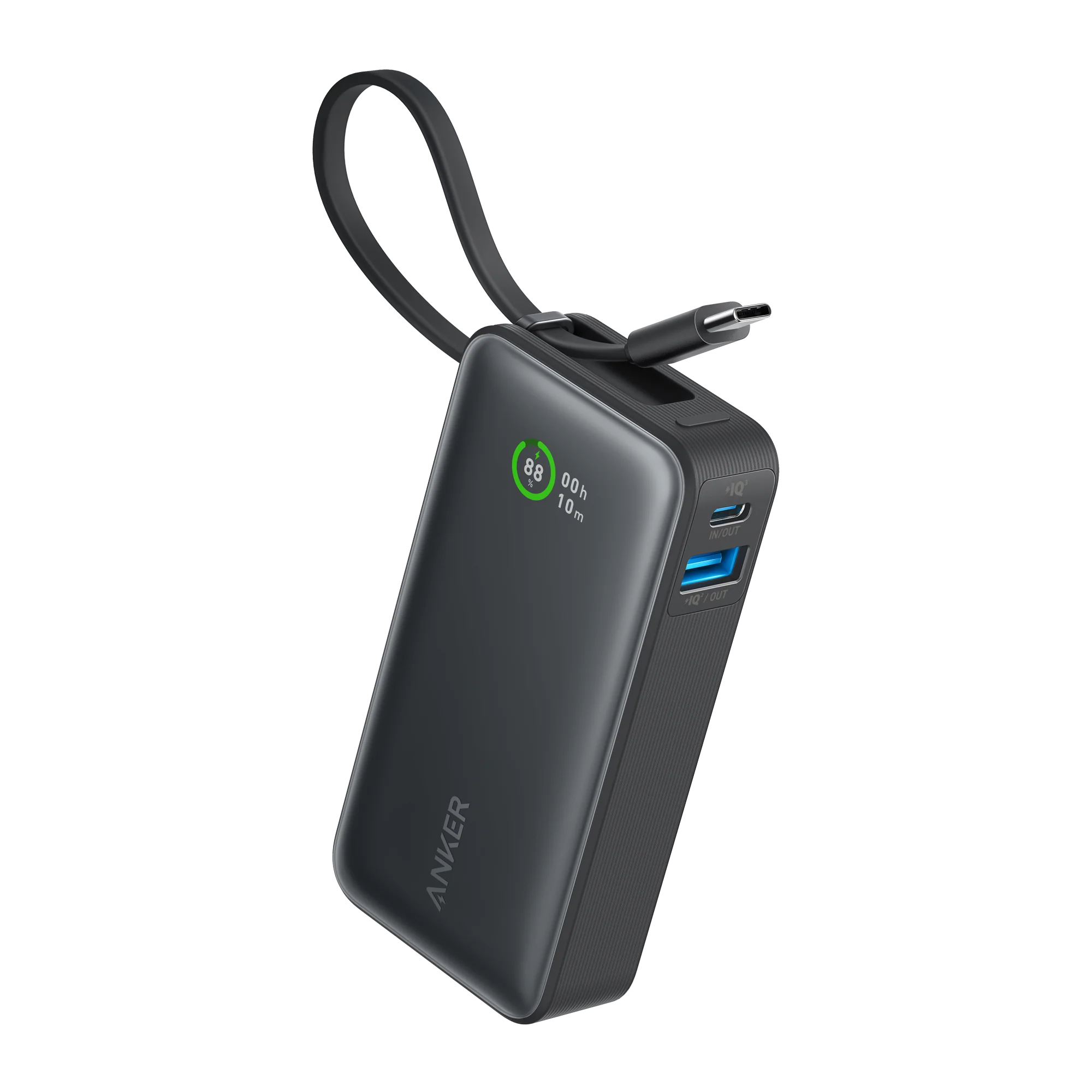 Anker Power Bank 10K 30W Built-in USB-C Cable Black - Image 2