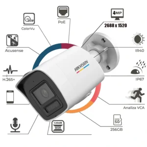 4 MP ColorVu with Smart Hybrid Light Fixed Bullet Network Camera- DS-2CD1047G2H-LIUF/SRB(4mm)