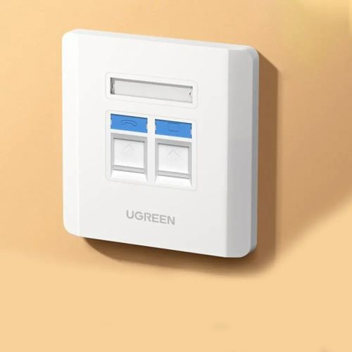 UGREEN Dual-Port Wall Plate White - NW144 - Image 2