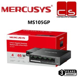 Mercusys MS105GP 5-Port Gigabit Desktop Switch with 4-Port PoE+