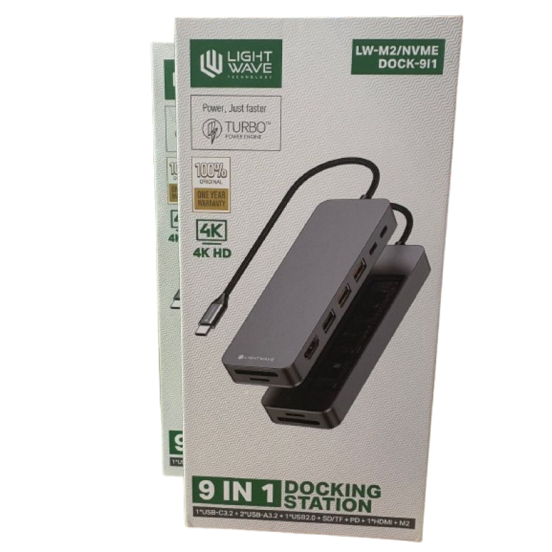 Lightwave Docking Station M2/NVME-DOCK-9I1 9-in-1 USB-C NVMe Dock